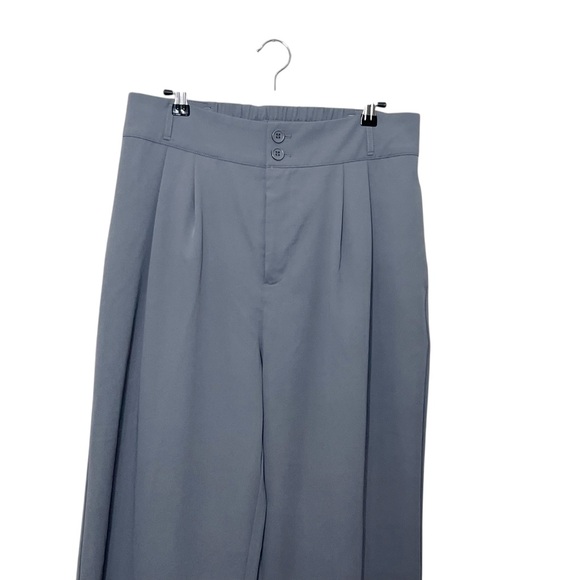 Halara Wide Leg Trousers Women’s Large Petite Gray Work Stretch High Rise - Picture 3 of 10